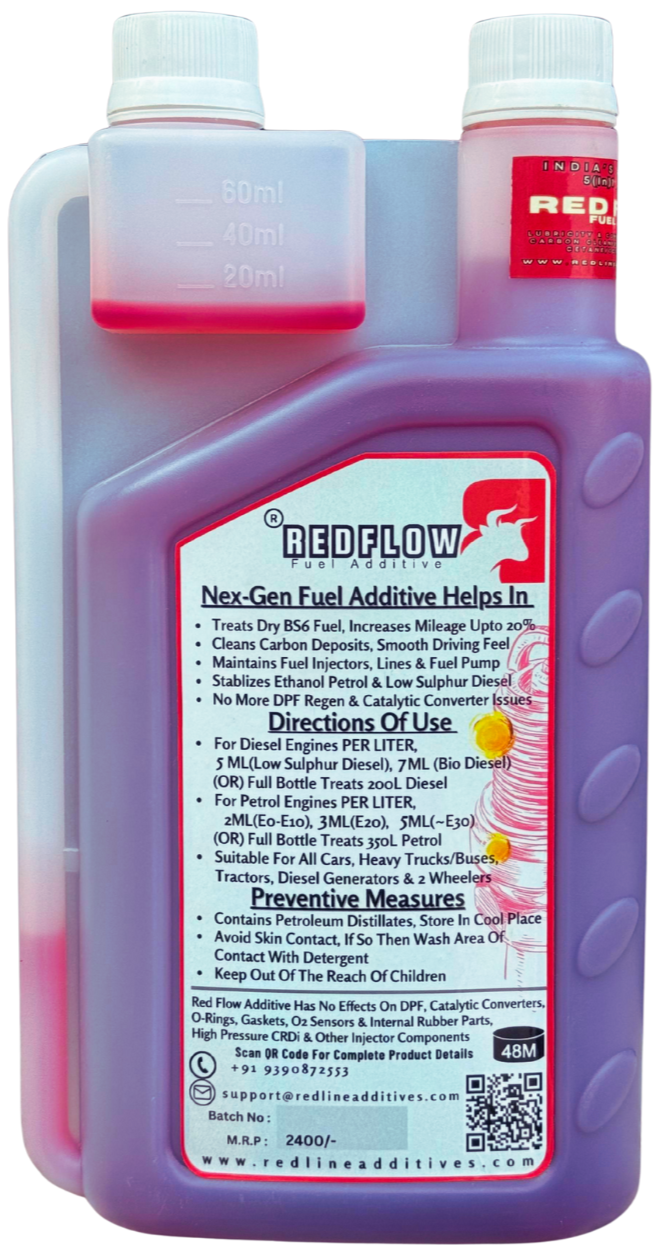 Red Flow Diesel & Petrol Additive | Injector Cleaner (1Liter) Treats 200L Diesel & 350L Petrol,