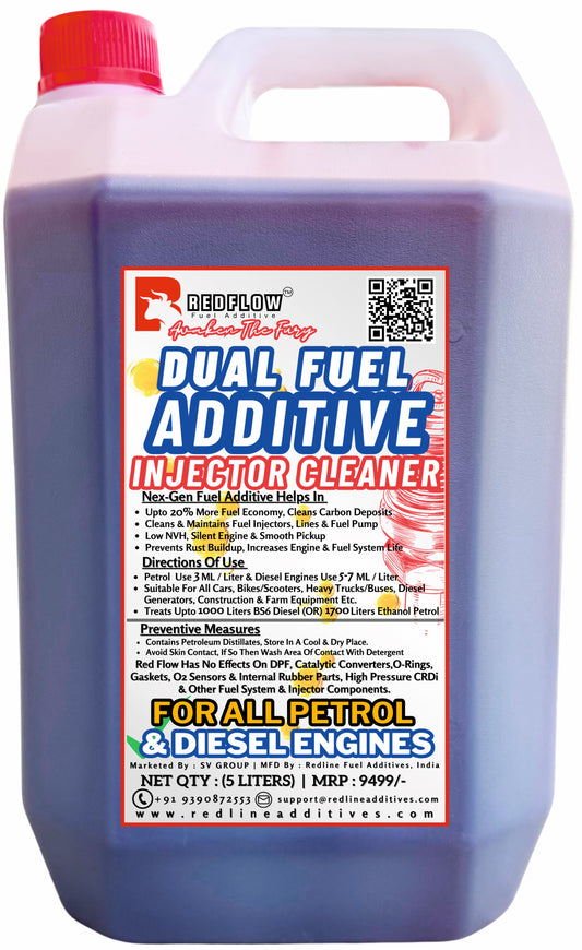 Red Flow Dual Fuel Additive For Diesel & Petrol Engines 5 Liters